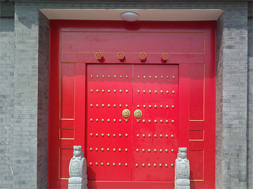 工布江达中国传统四合院系列朱红色中式木制大门木作